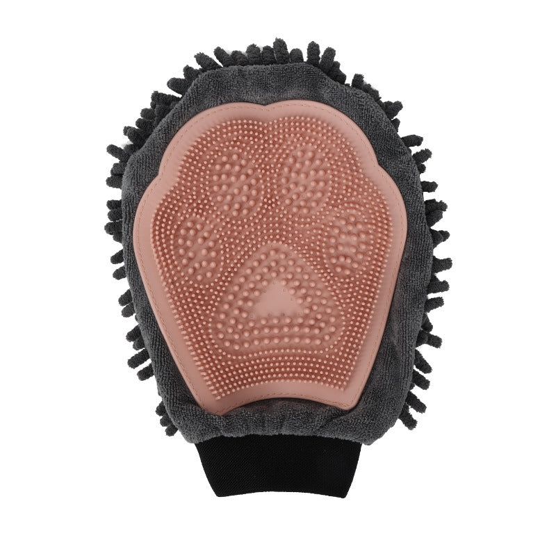 Guante de aseo 2 en 1 Elegante herramienta de aseo para perros para cepillar, masajear y secar Kit de aseo para mascotas para perros y gatos Cepillo de baño de 2 lados Guante de masaje de limpieza