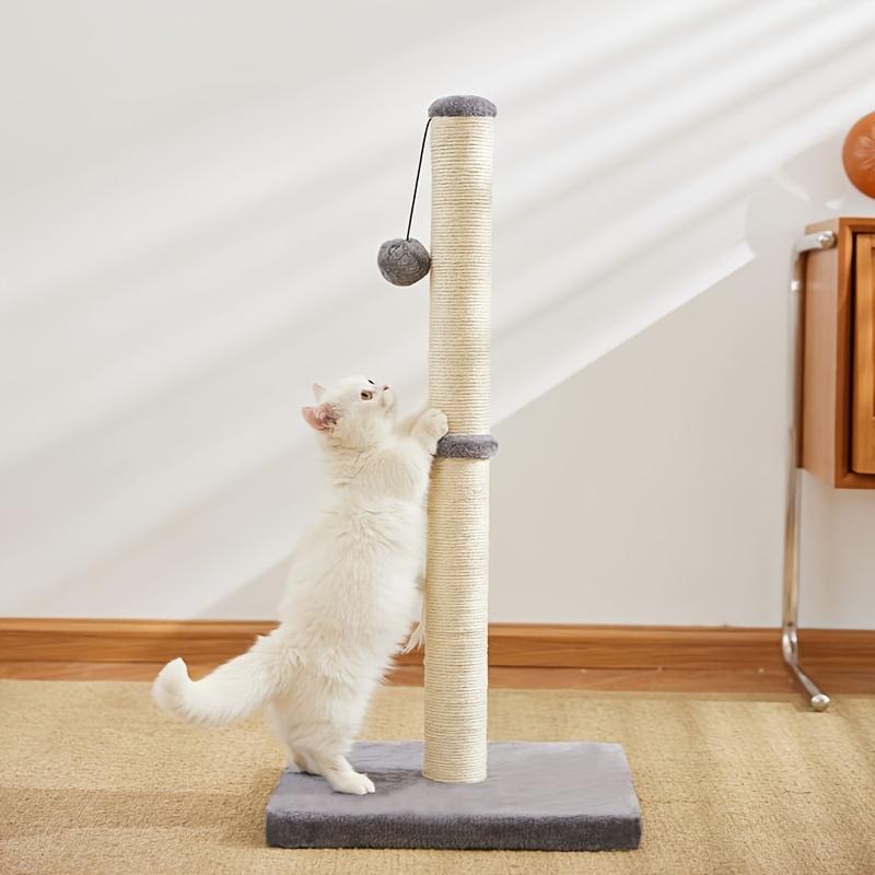 Poste rascador de gatos, Cuerda de sisal duradera con pelota colgante, juguete, base estable para ahorrar espacio en el interior, promover la garra del gato, salud y el ejercicio divertido