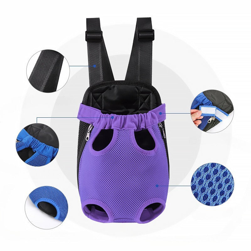 Mochila de transporte para mascotas, bolsa portátil transpirable, transportín frontal ajustable para senderismo, camping, viajes