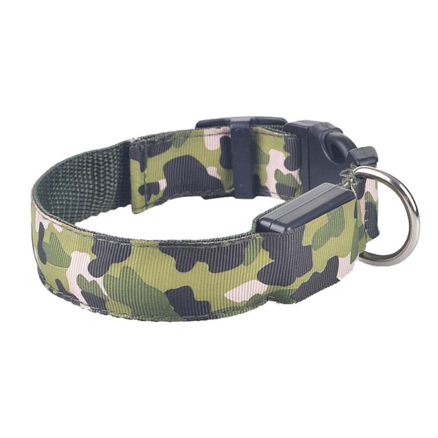 Collar camuflaje luminoso para mascotas, correa