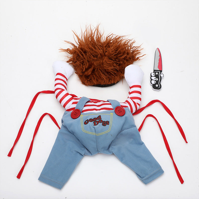 Disfraz de mascota de Halloween, perro, ropa divertida, disfraz de cosplay de perro ajustable, disfraz de miedo, reuniones de fiesta