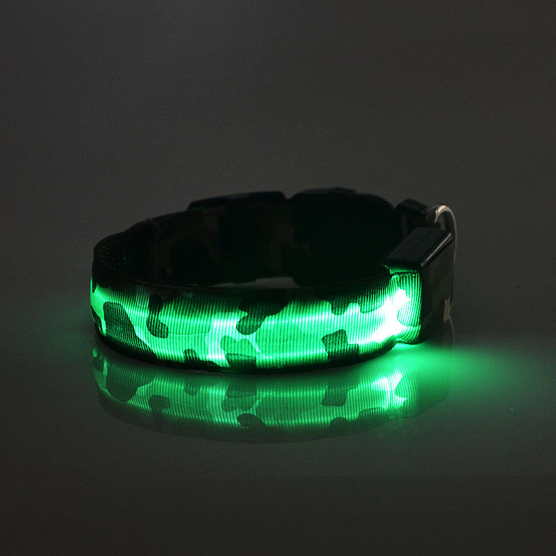 Collar camuflaje luminoso para mascotas, correa