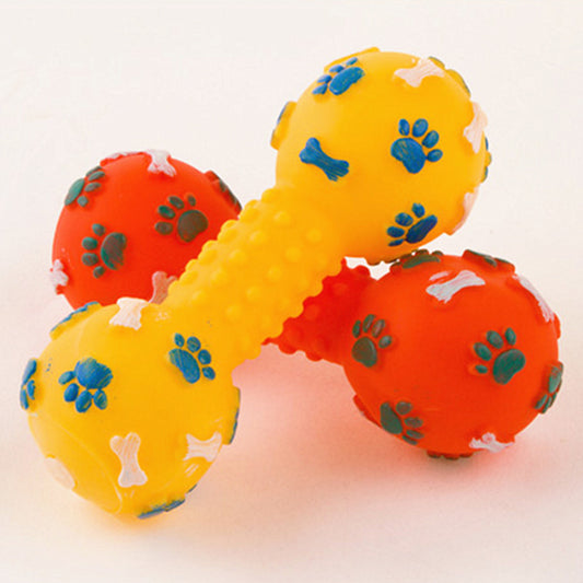 Juguetes de sonido con mancuernas para mascotas Juguetes de silicona para perros Mordedura de dientes 13CM