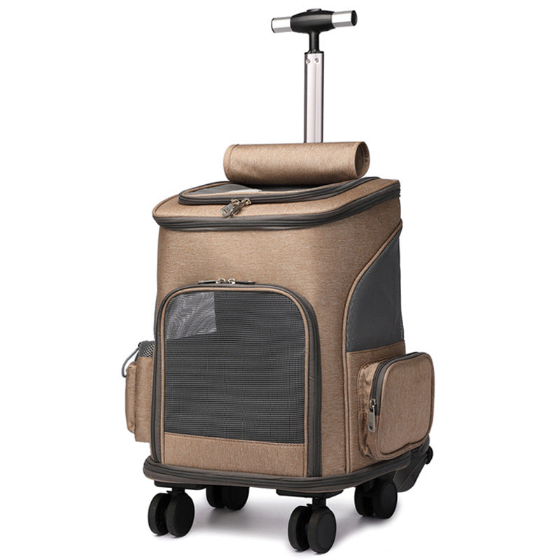 Carro plegable portátil Mochila para mascotas Mochila para gatos de viaje con rueda universal Trolley Bolsa para mascotas