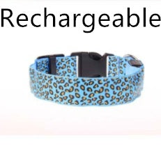 Collar de perro LED Seguridad Collar de mascota de leopardo de nailon ajustable