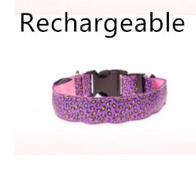 Collar de perro LED Seguridad Collar de mascota de leopardo de nailon ajustable