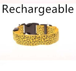 Collar de perro LED Seguridad Collar de mascota de leopardo de nailon ajustable