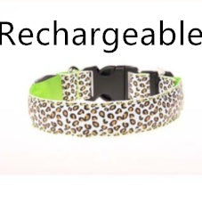 Collar de perro LED Seguridad Collar de mascota de leopardo de nailon ajustable