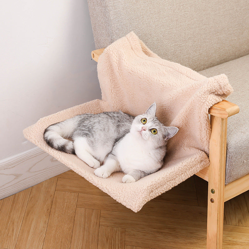 Hamaca en L de Peluche para Gato – Nido Colgante Suave para Mascotas
