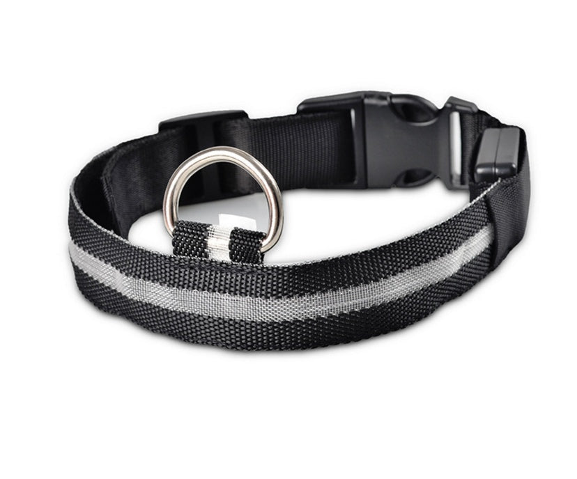 Collar luminoso de nailon LED para perros, seguridad nocturna intermitente, brillo en la oscuridad, correa para perros y gatos, suministros ajustables para mascotas