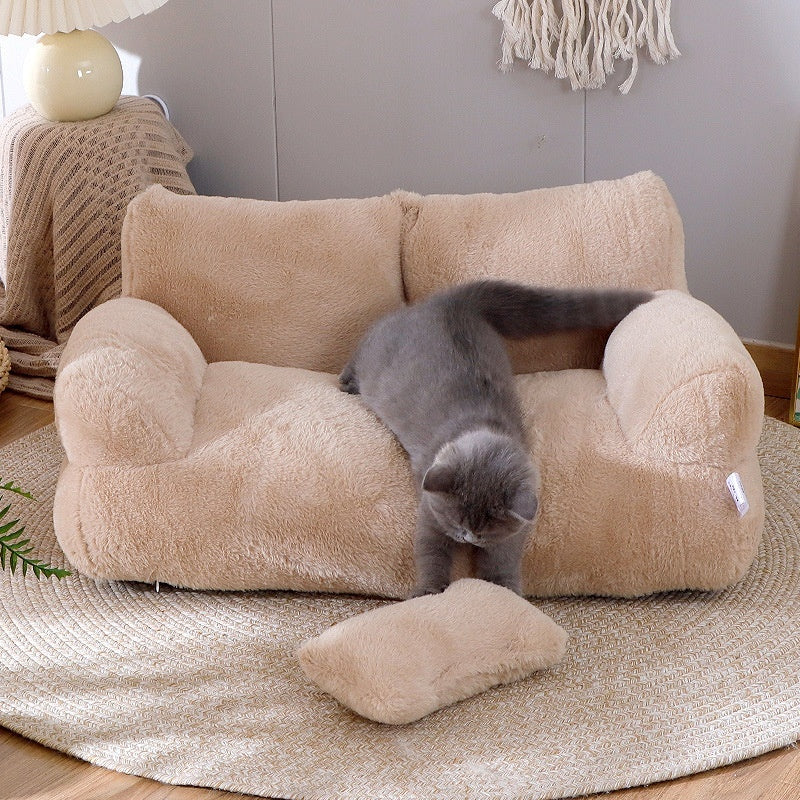 Cama de lujo para gatos, perros, sofá, invierno, cálido, nido para gatos, cama para mascotas para perros pequeños y medianos, gatos, cómoda cama de felpa para cachorros, suministros para mascotas