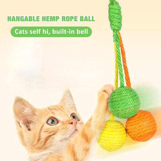 Pelota rascadora de sisal para gatos – Juguete interactivo para morder y rascar en interiores