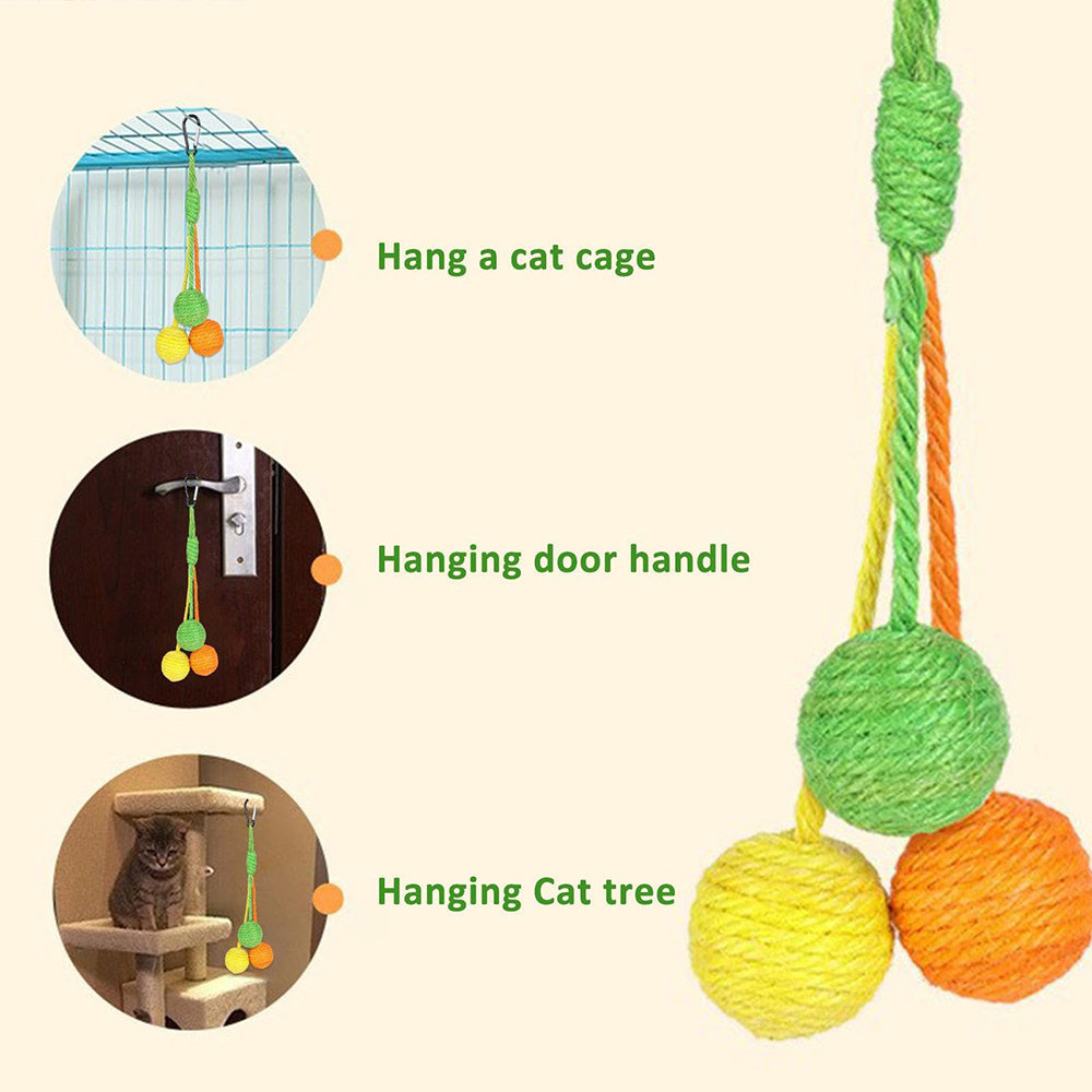 Pelota rascadora de sisal para gatos – Juguete interactivo para morder y rascar en interiores