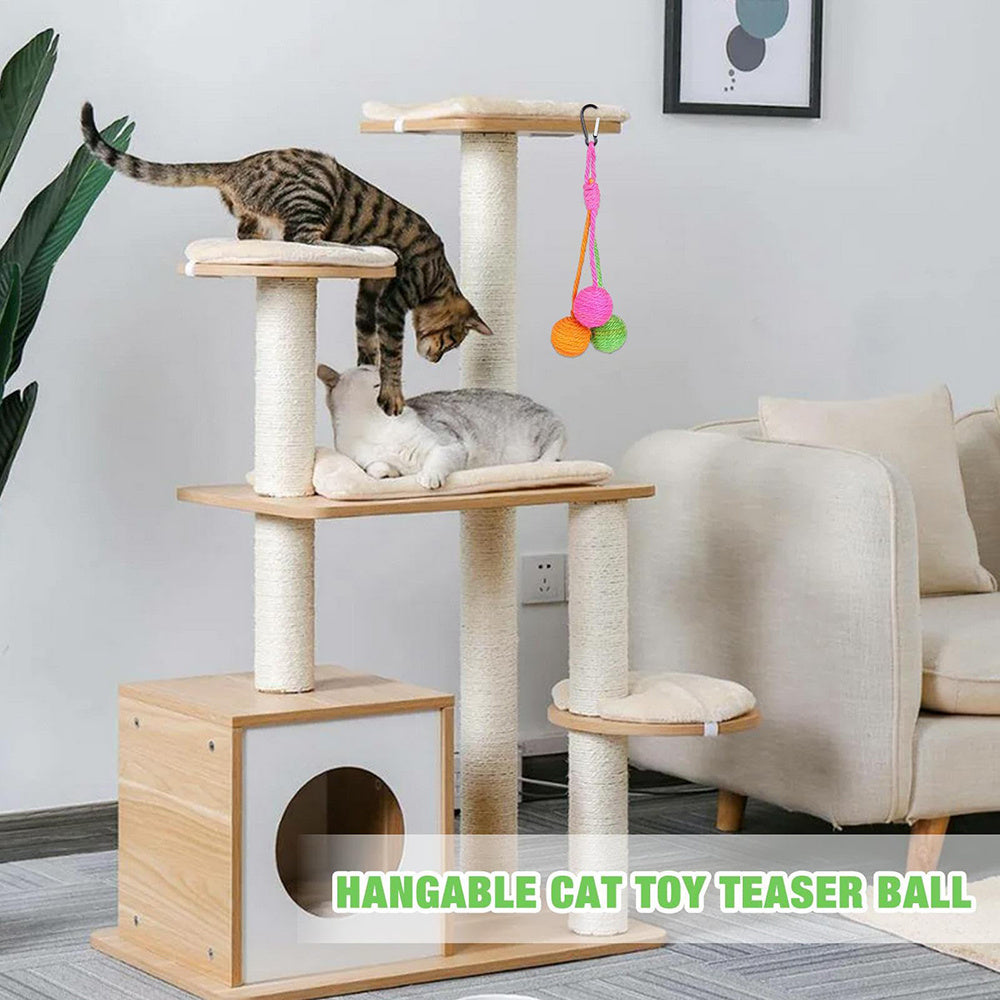 Pelota rascadora de sisal para gatos – Juguete interactivo para morder y rascar en interiores