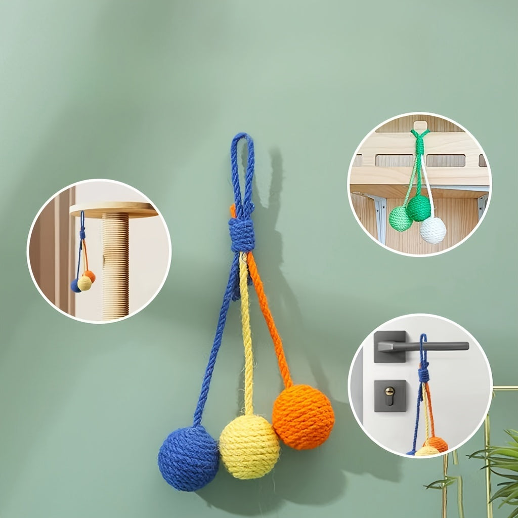 Pelota rascadora de sisal para gatos – Juguete interactivo para morder y rascar en interiores