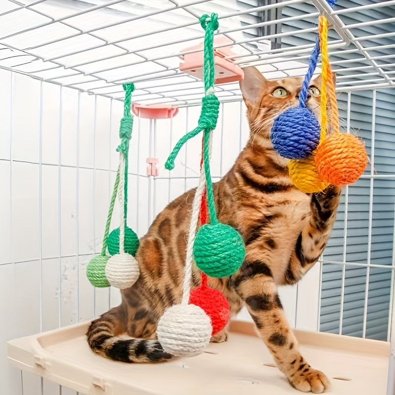 Pelota rascadora de sisal para gatos – Juguete interactivo para morder y rascar en interiores