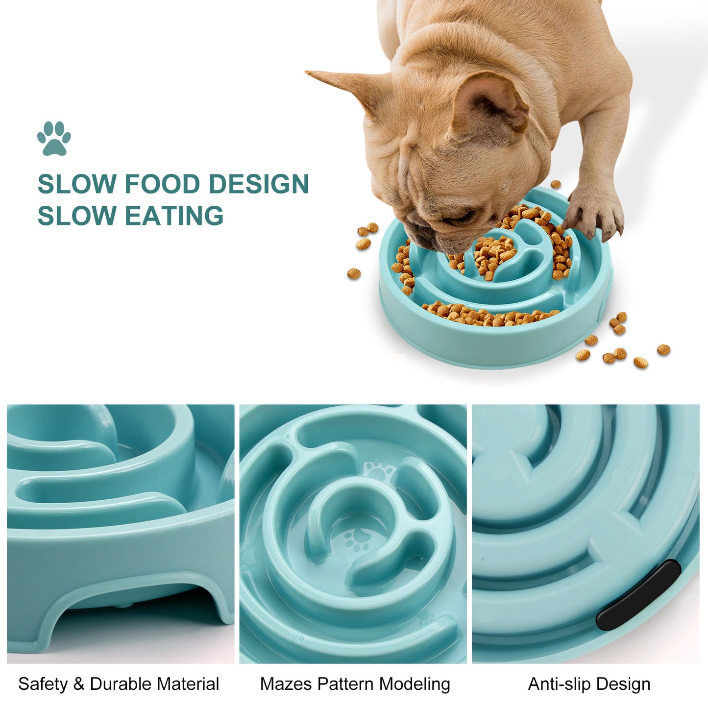 Comedero lento de silicona – Antiahogo y tipo rompecabezas, ideal para una alimentación saludable
