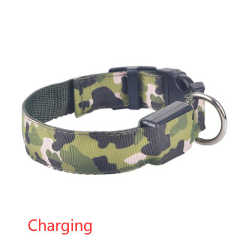 Collar camuflaje luminoso para mascotas, correa