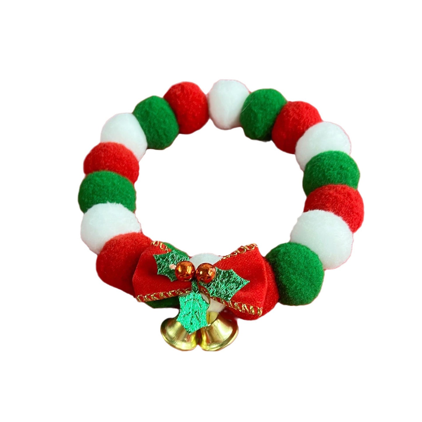 Accesorio Navideño para Mascotas – Collar de Peluche con Bolitas