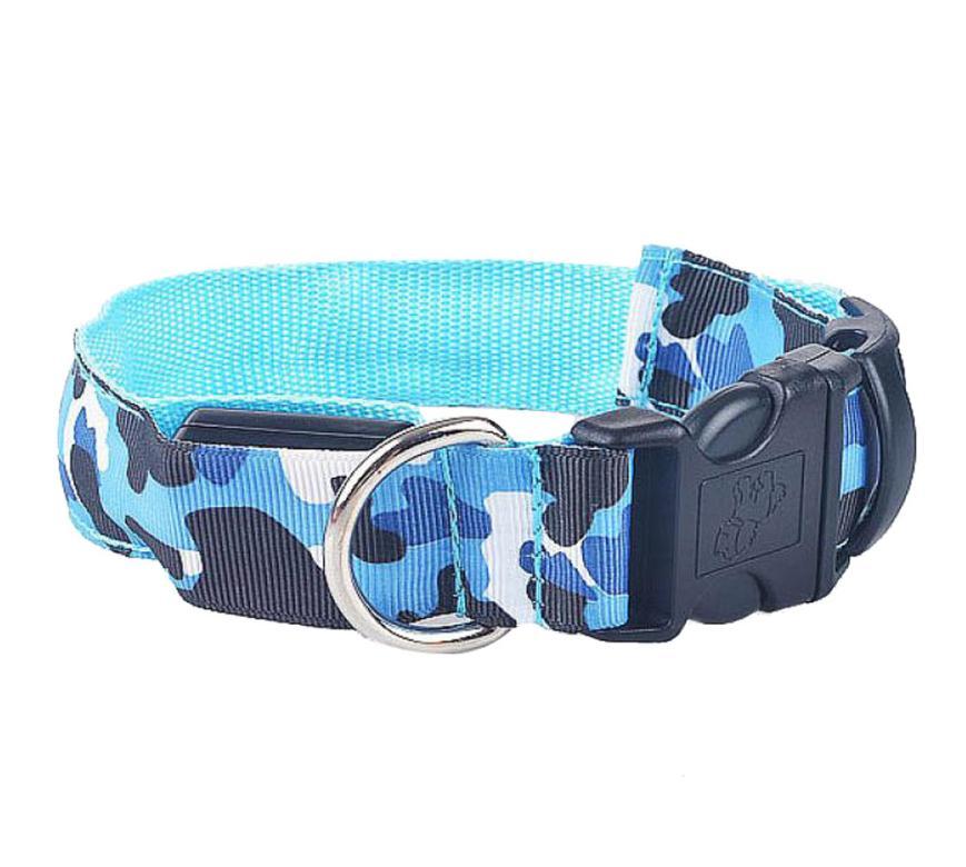Collar camuflaje luminoso para mascotas, correa