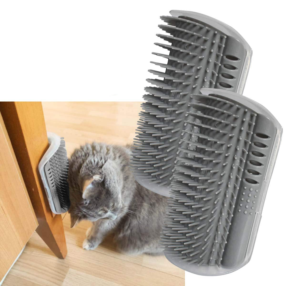 Cepillo de esquina con masajeador suave, ideal para muda de pelo y cepillado diario