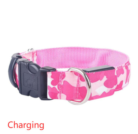 Collar camuflaje luminoso para mascotas, correa
