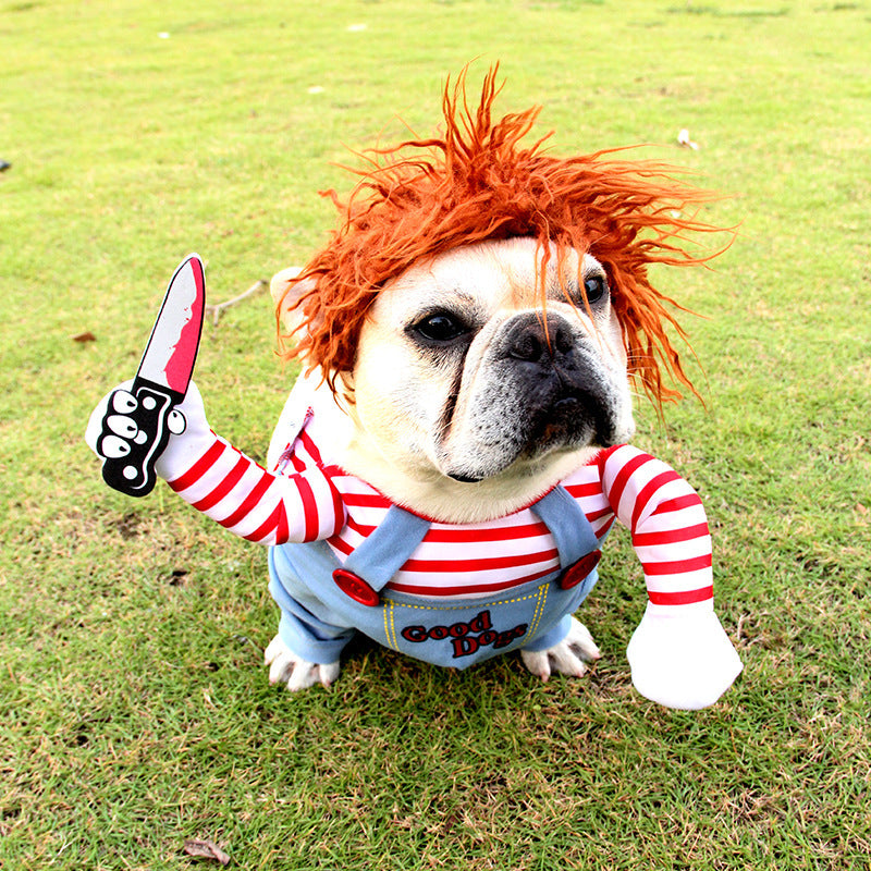 Disfraz de mascota de Halloween, perro, ropa divertida, disfraz de cosplay de perro ajustable, disfraz de miedo, reuniones de fiesta