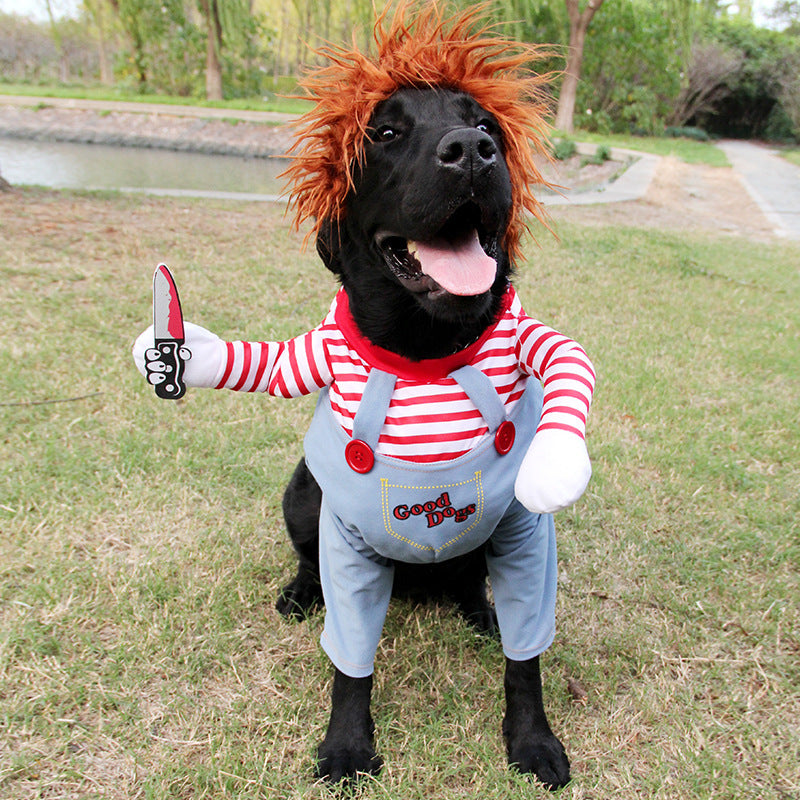 Disfraz de mascota de Halloween, perro, ropa divertida, disfraz de cosplay de perro ajustable, disfraz de miedo, reuniones de fiesta