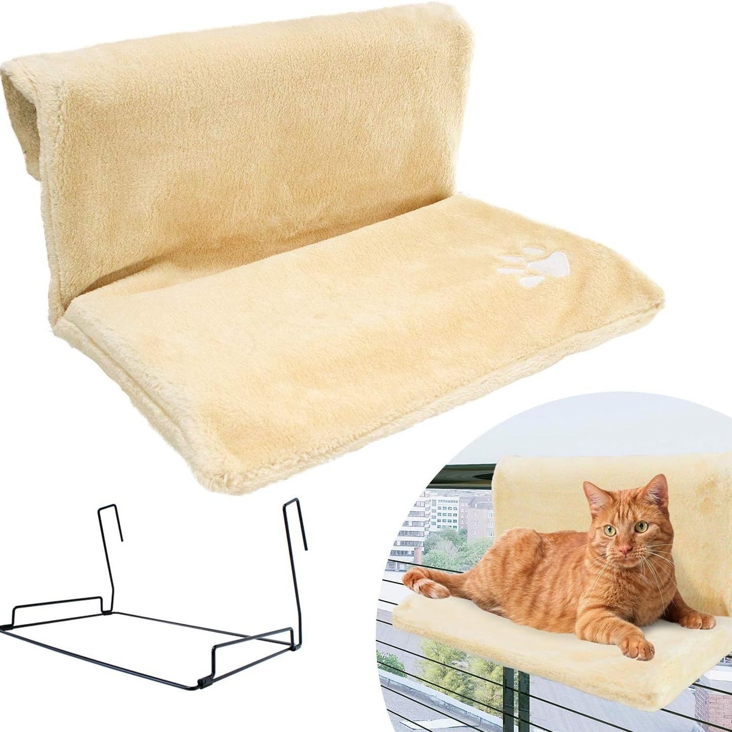 Hamaca en L de Peluche para Gato – Nido Colgante Suave para Mascotas
