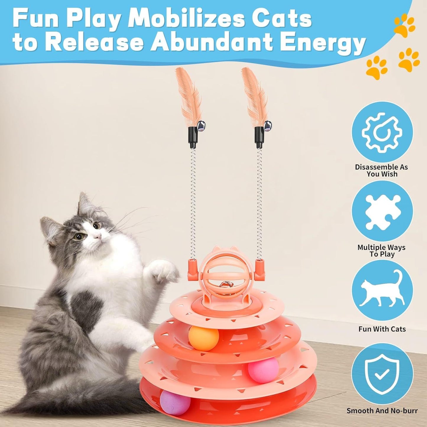 Juguete interactivo tipo rompecabezas con pelota para gatos