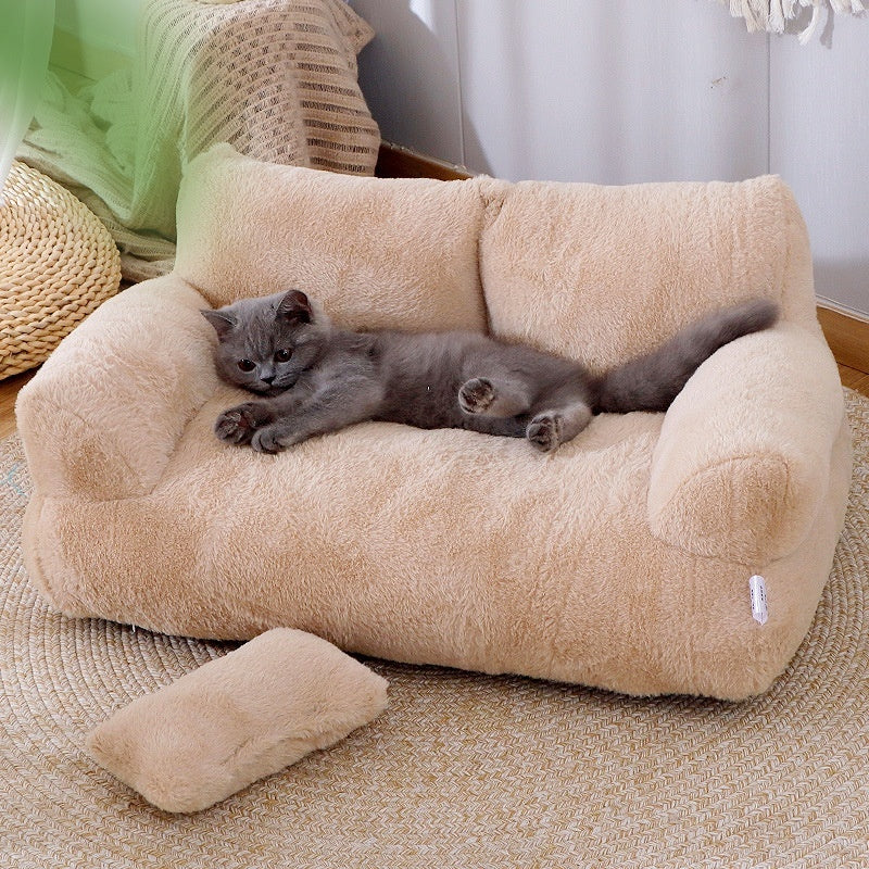 Cama de lujo para gatos, perros, sofá, invierno, cálido, nido para gatos, cama para mascotas para perros pequeños y medianos, gatos, cómoda cama de felpa para cachorros, suministros para mascotas