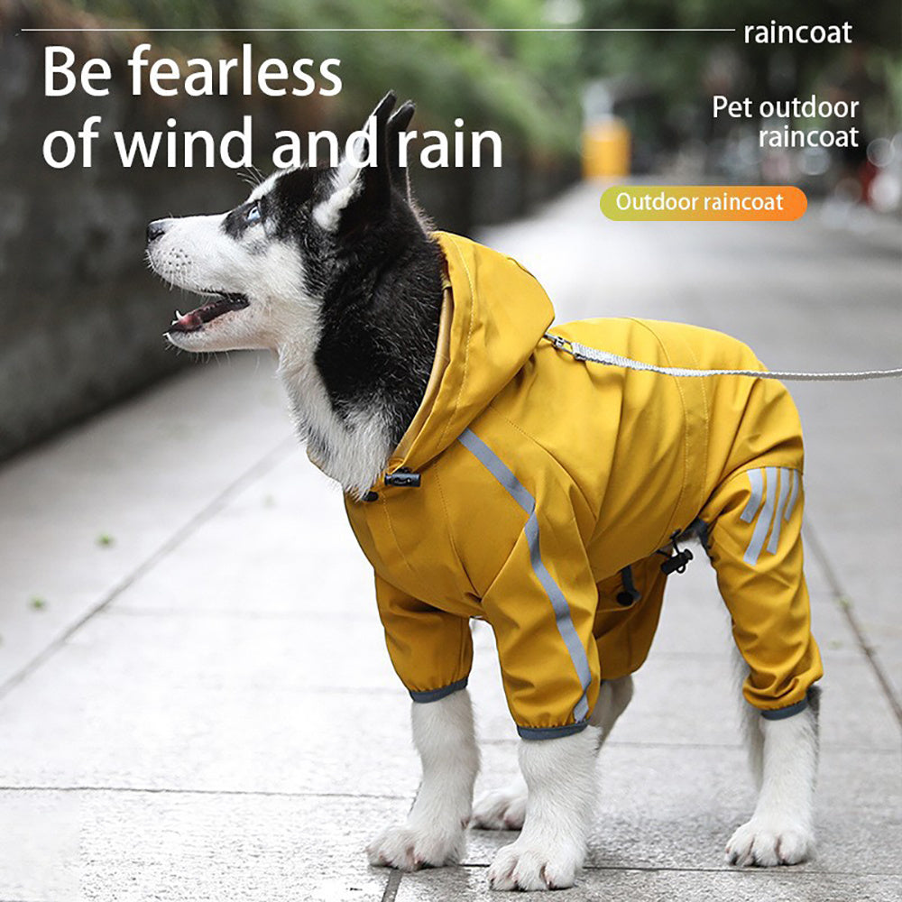 Impermeable reflectante para perros – Chaqueta ligera con capucha y agujero para correa
