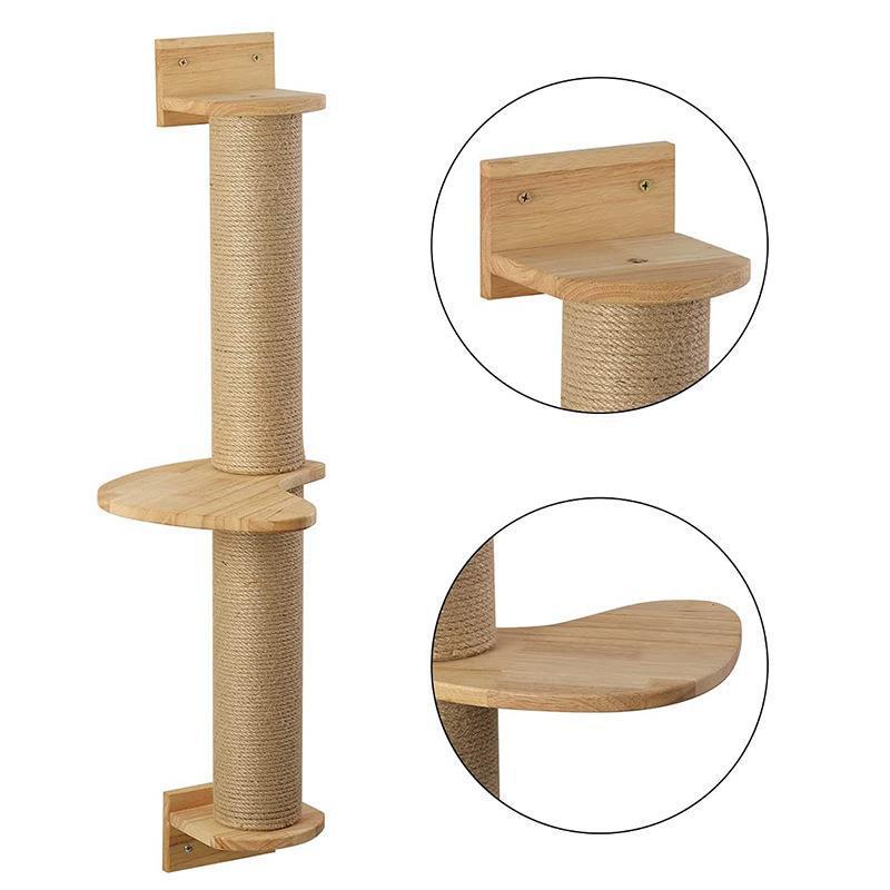 Plataforma de salto de pared colgante de poste de agarre de lino para gatos
