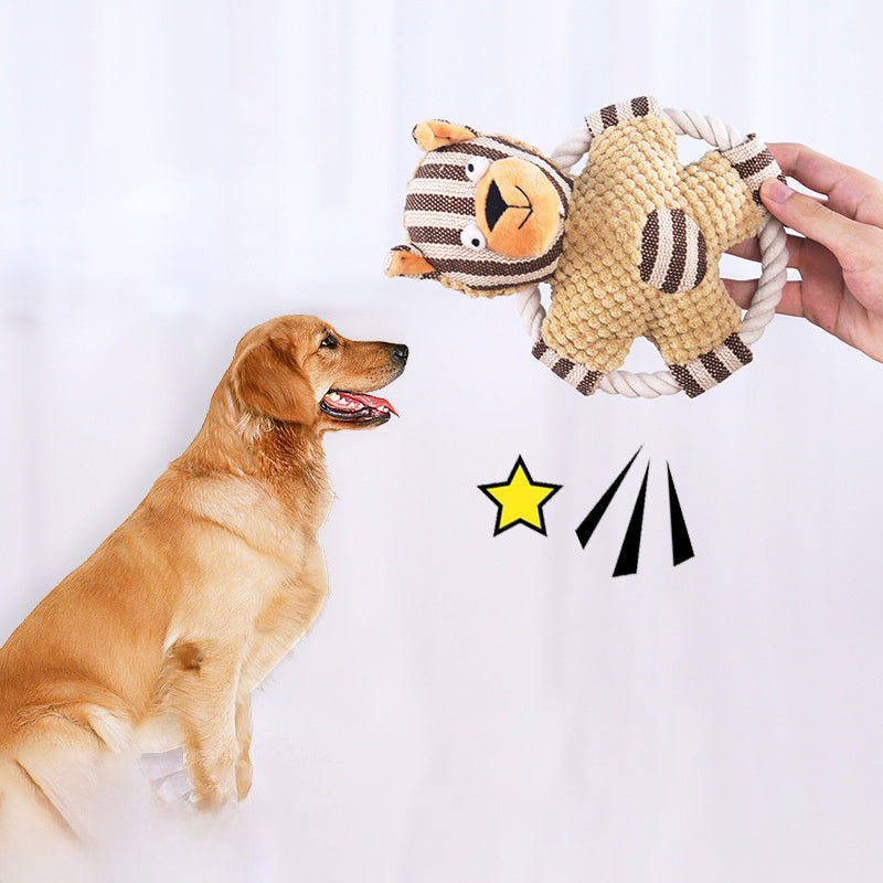 Juguete de cuerda de algodón para mascotas, sonido para perros, limpiador de dientes, cuerda resistente a las mordidas