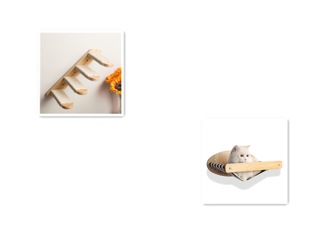 Marco de escalada para gatos de madera de pino Hamaca de pared para gatos Escalera Habitación Espacio Cápsula Juguete para gatos
