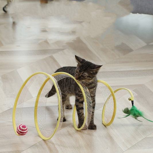Juguetes Bolas con forma de ratón, plegable Juego Túnel Divertido Palo de Gato Suministros de Ratón Simulación Ratón Accesorios para Mascotas