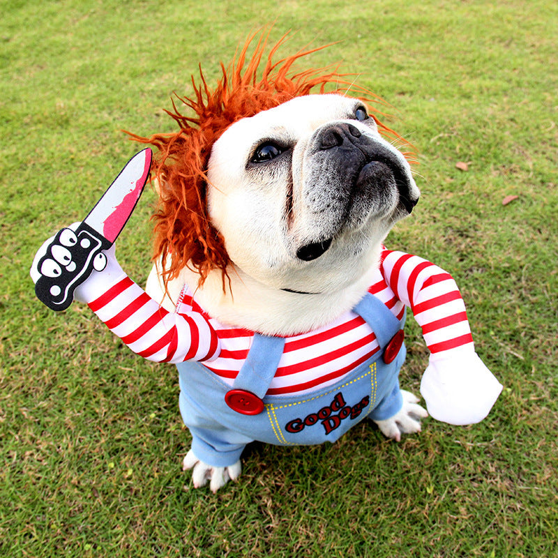 Disfraz de mascota de Halloween, perro, ropa divertida, disfraz de cosplay de perro ajustable, disfraz de miedo, reuniones de fiesta