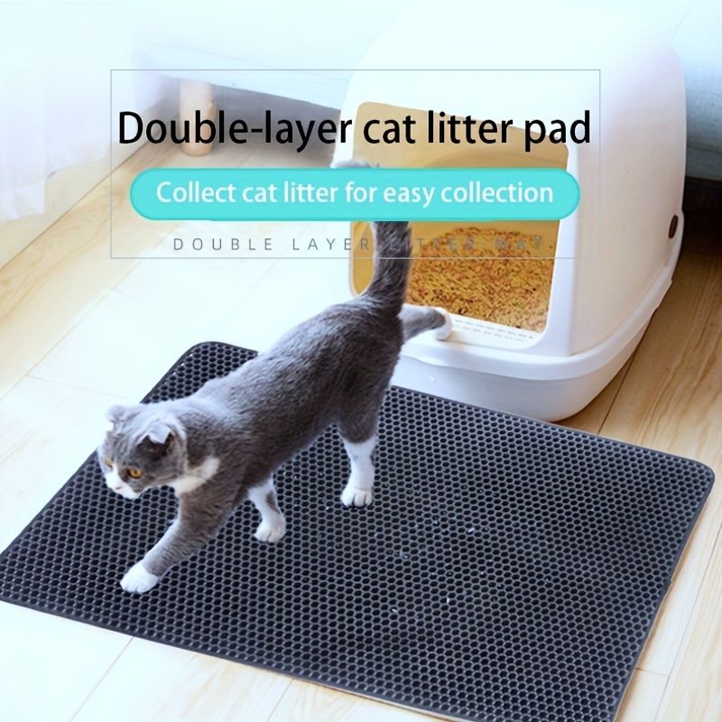 Esenciales para Gatos: Alfombrilla para Caja de Arena de Gato, Impermeable, de EVA, de Doble Capa – Almohadilla de Limpieza, Accesorio para Mascotas y Gatos.