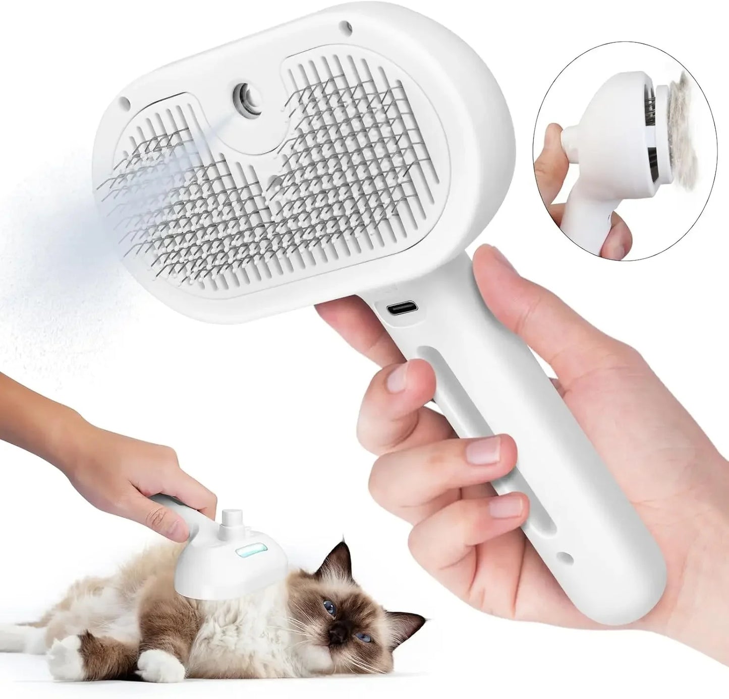 Cepillo, Humidificador y Removedor de Pelo, 3 en 1