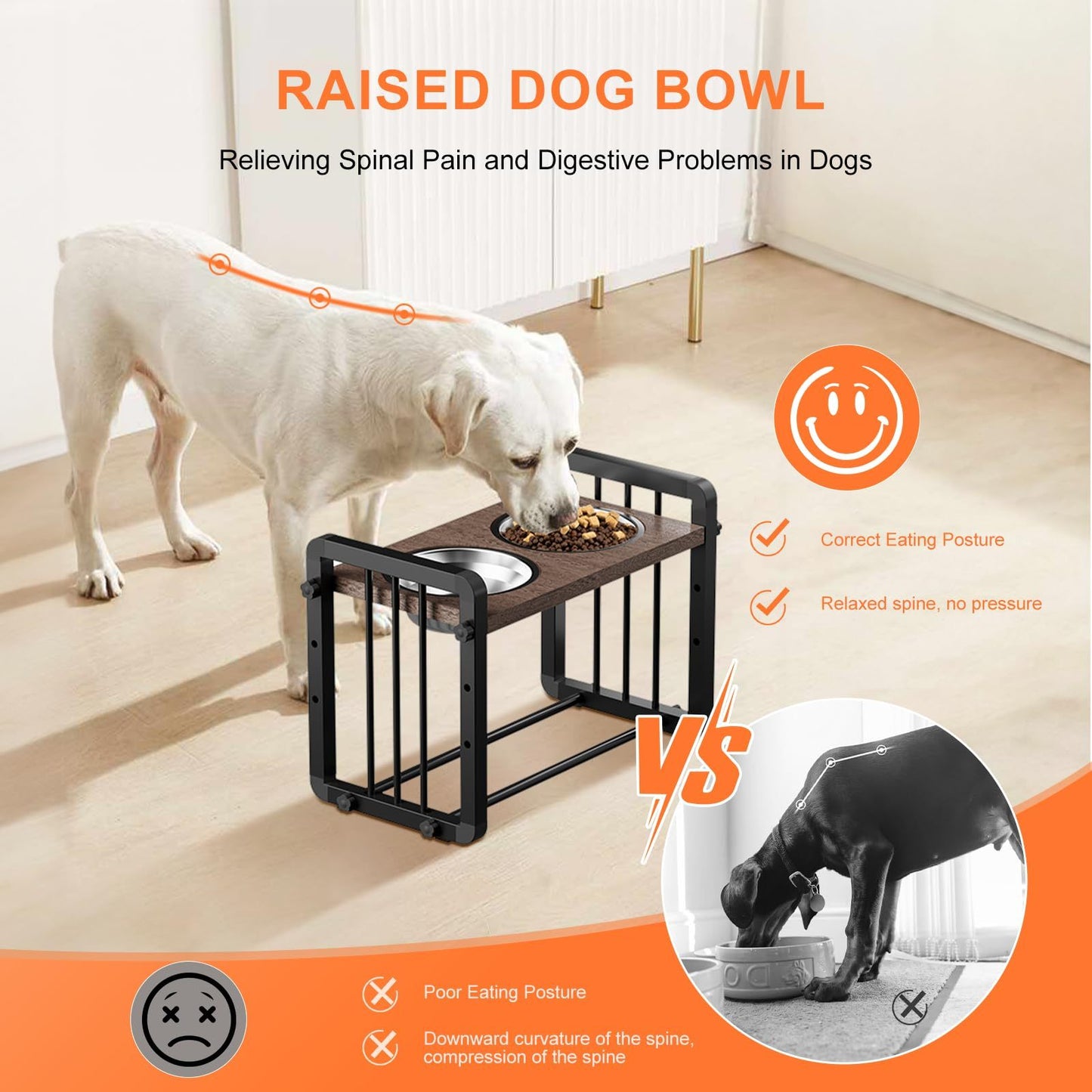 Cuenco para perros con marco de hierro en forma de H ajustable