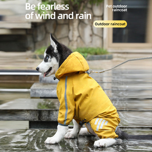 Impermeable reflectante para perros – Chaqueta ligera con capucha y agujero para correa
