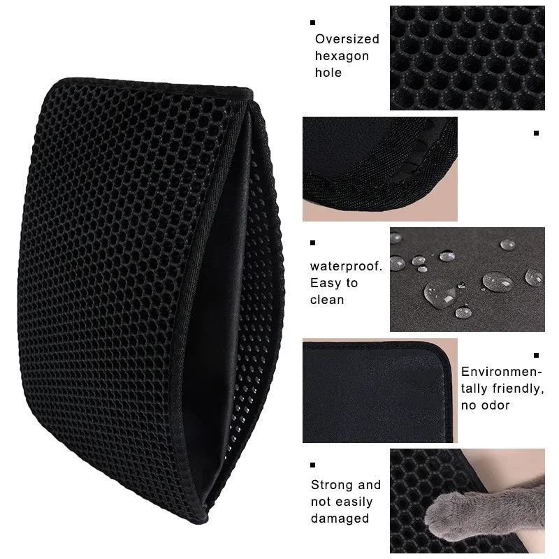 Esenciales para Gatos: Alfombrilla para Caja de Arena de Gato, Impermeable, de EVA, de Doble Capa – Almohadilla de Limpieza, Accesorio para Mascotas y Gatos.