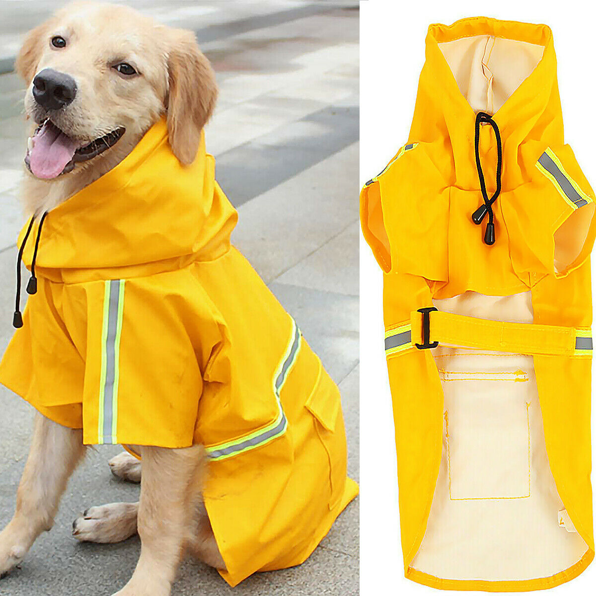 Chubasquero para perros, Impermeable, con capucha y Raya Reflectante De Seguridad