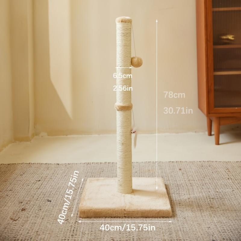 Poste rascador de gatos, Cuerda de sisal duradera con pelota colgante, juguete, base estable para ahorrar espacio en el interior, promover la garra del gato, salud y el ejercicio divertido
