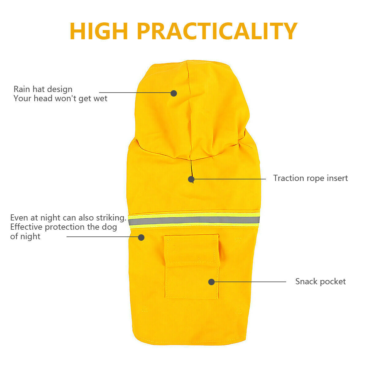 Chubasquero para perros, Impermeable, con capucha y Raya Reflectante De Seguridad