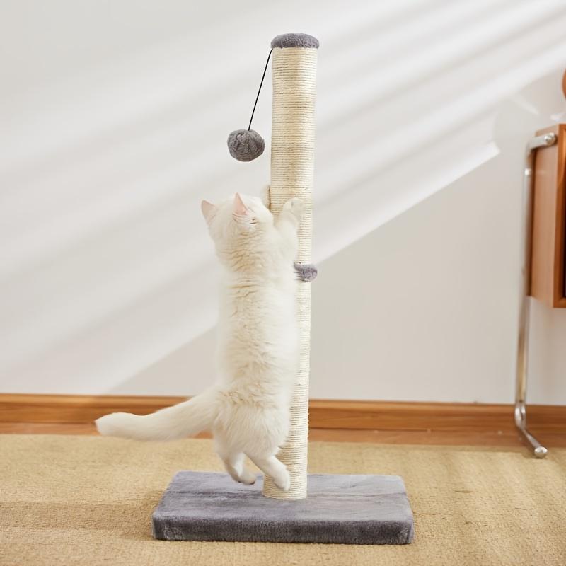 Poste rascador de gatos, Cuerda de sisal duradera con pelota colgante, juguete, base estable para ahorrar espacio en el interior, promover la garra del gato, salud y el ejercicio divertido