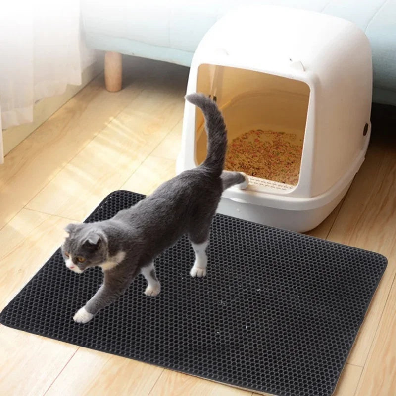 Esenciales para Gatos: Alfombrilla para Caja de Arena de Gato, Impermeable, de EVA, de Doble Capa – Almohadilla de Limpieza, Accesorio para Mascotas y Gatos.