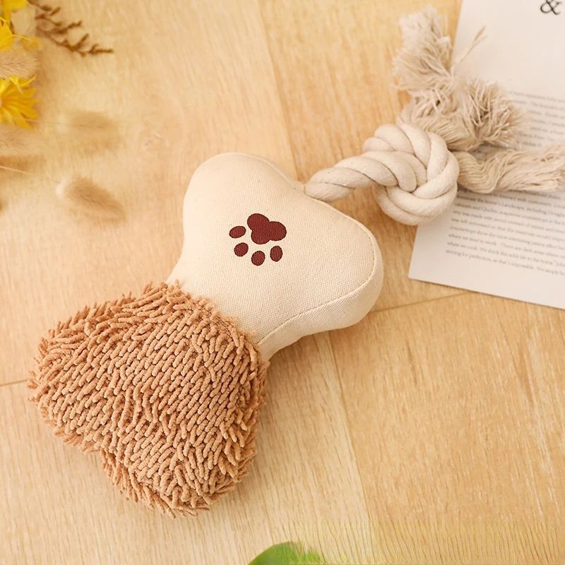 Juguete de cuerda de algodón para mascotas, sonido para perros, limpiador de dientes, cuerda resistente a las mordidas