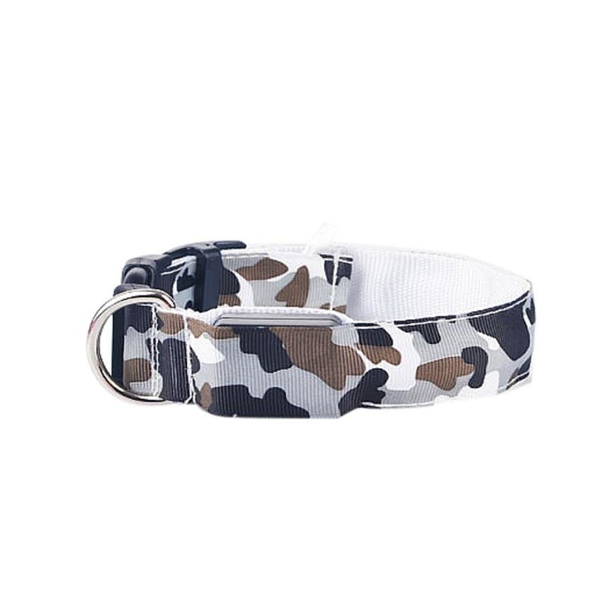 Collar camuflaje luminoso para mascotas, correa
