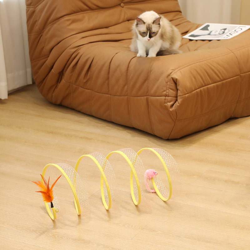 Juguetes Bolas con forma de ratón, plegable Juego Túnel Divertido Palo de Gato Suministros de Ratón Simulación Ratón Accesorios para Mascotas